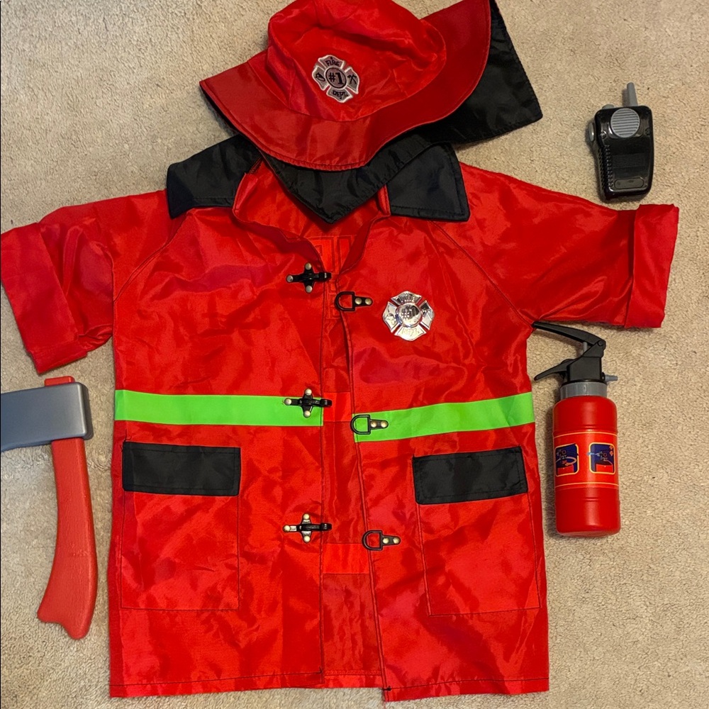 Kids Red Firefighter Costume Set